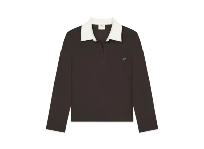 Courreges Contrasting Cotton Polo Shirt "Mud Brown"