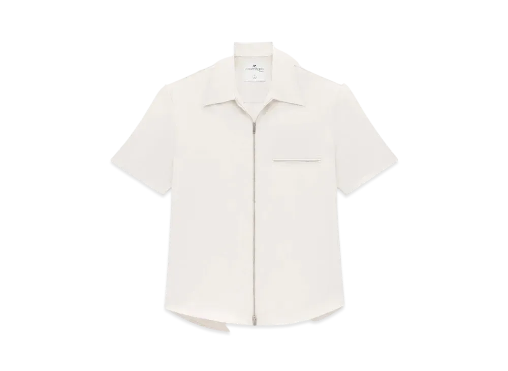 Courreges Zipped Light Twill Ss Shirt "Lime Stone"