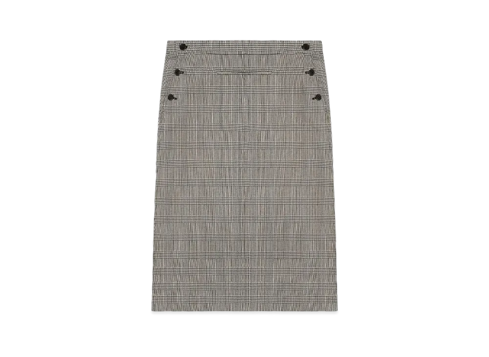 Courreges Single Front Pocket Prince Of Wales Skirt "Sand/Mud Brown"