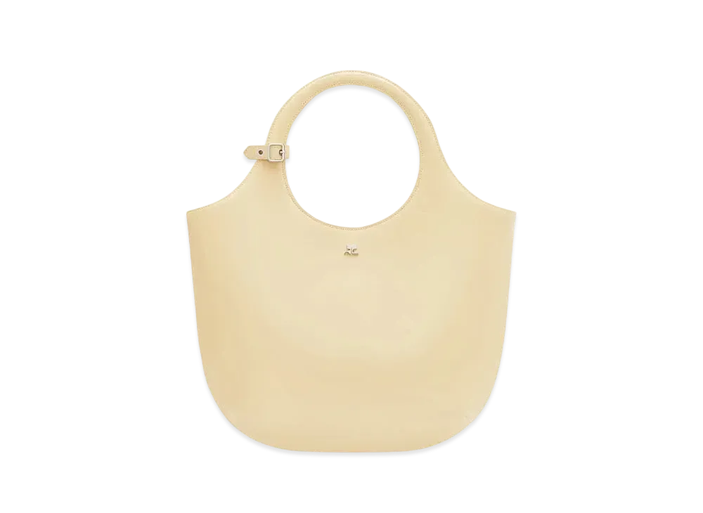 Courreges Medium Holy Iced Leather Bag "Soft Butter"