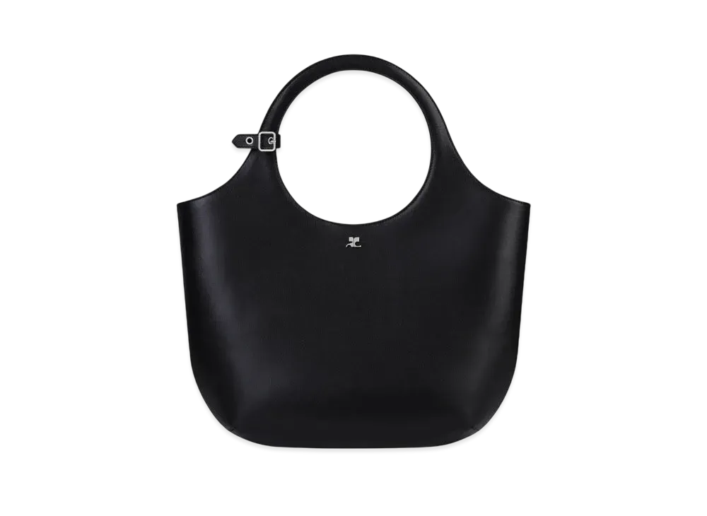 Courreges Medium Holy Leather Bag "Black"