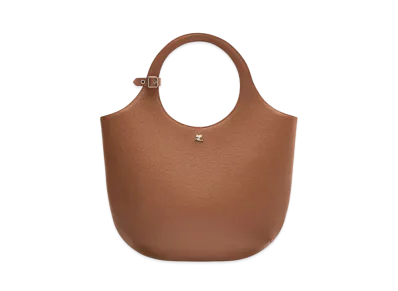 Courreges Medium Holy Grained Leather Bag "Toffee"