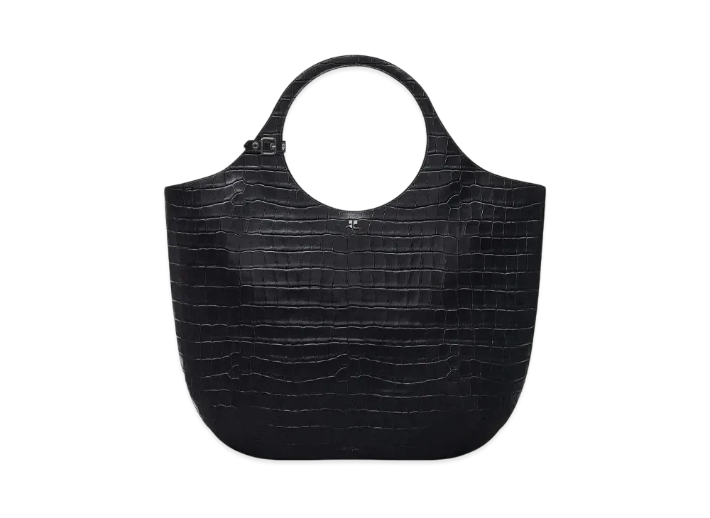 Courreges Large Holy Croco Stamped Bag "Black"