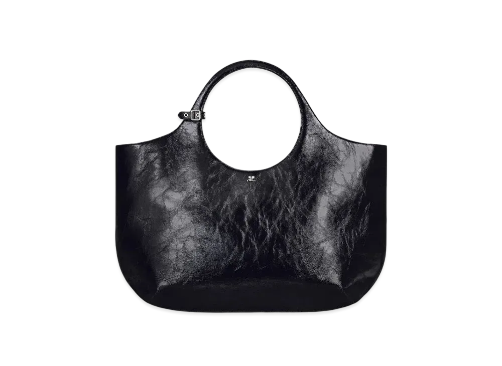 Courreges Maxi Holy NaplACk Leather Bag "Black"