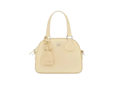 Courreges AC Stud Mini Iced Leather Bowling Bag "Soft Butter"