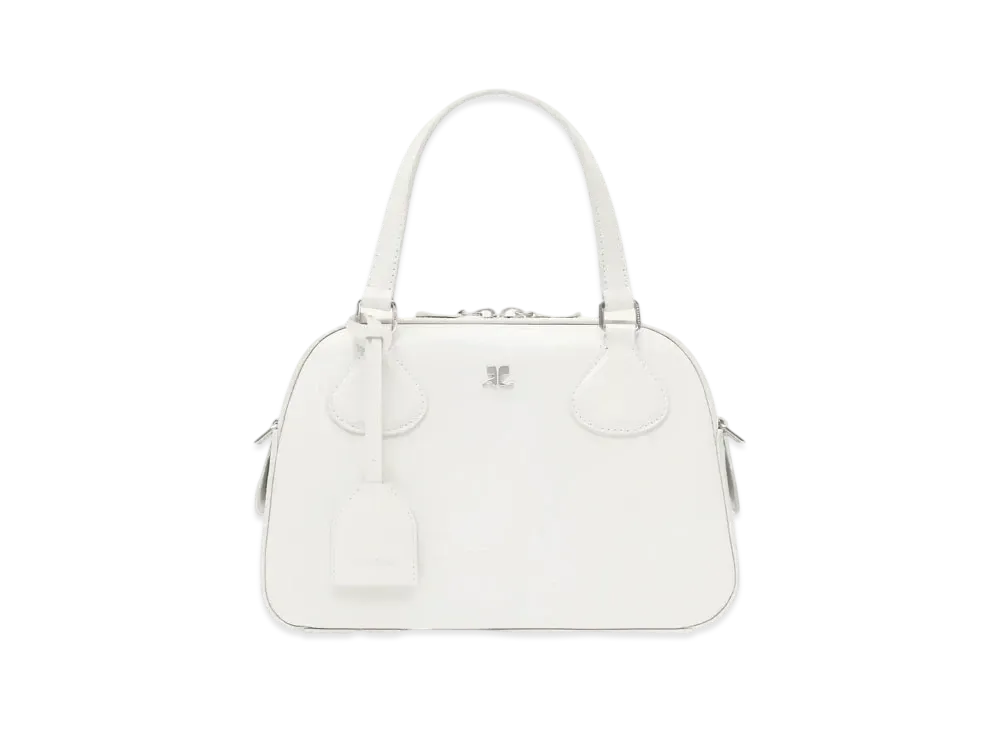 Courreges AC Stud Leather Bowling Bag "Heritage White"