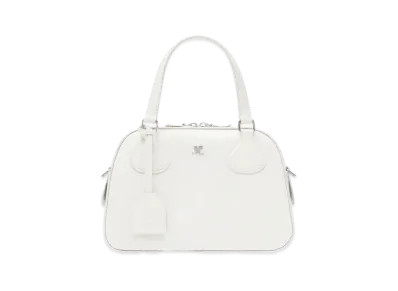 Courreges AC Stud Leather Bowling Bag "Heritage White"