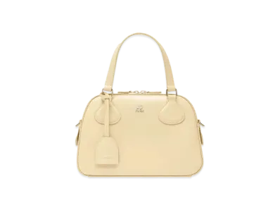 Courreges AC Stud Leather Bowling Bag "Soft Butter"