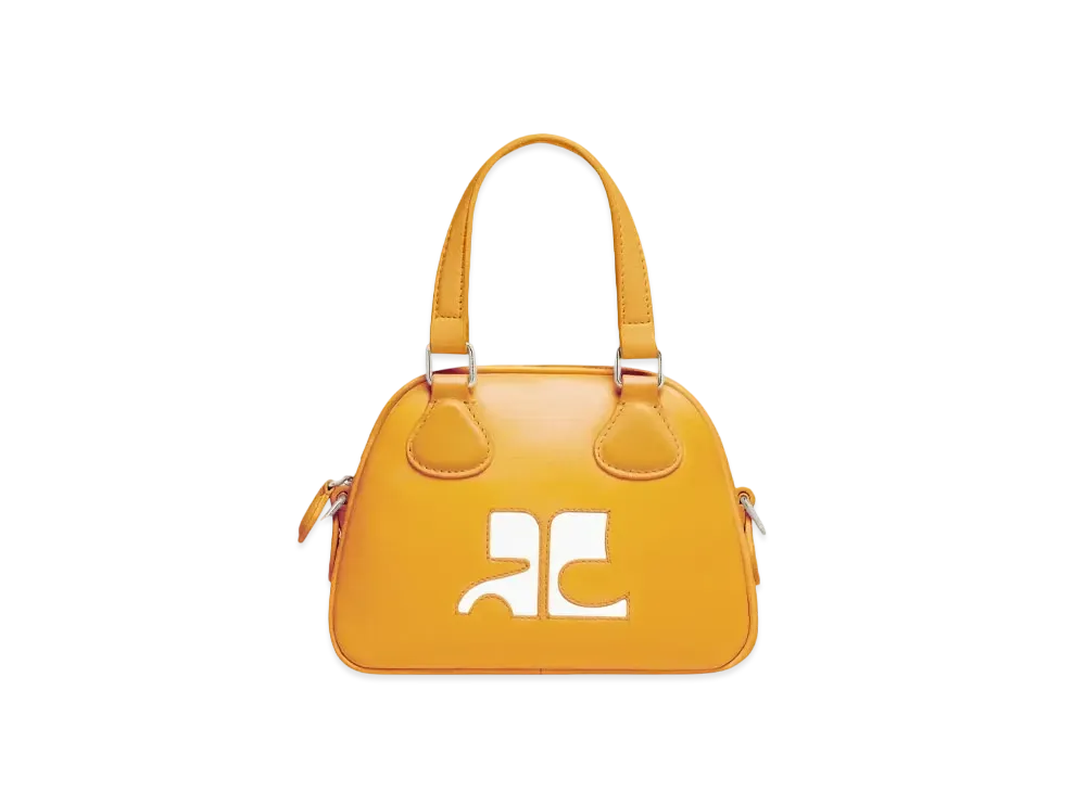 Courreges Reedition Mini Leather Bowling Bag "Yellow"