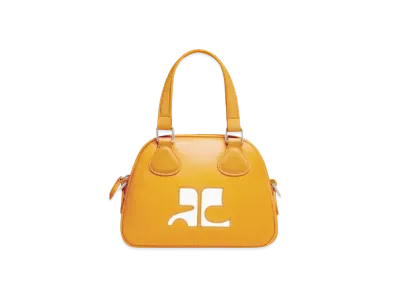 Courreges Reedition Mini Leather Bowling Bag "Yellow"