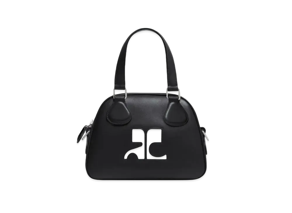 Courreges Reedition Mini Leather Bowling Bag "Black"