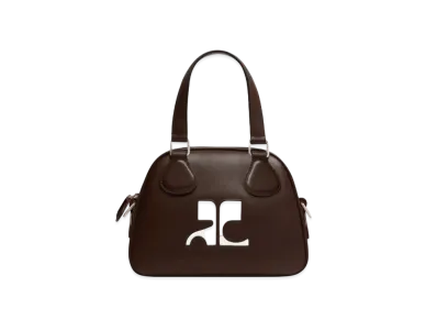 Courreges Reedition Mini Leather Bowling Bag "Chocolate"
