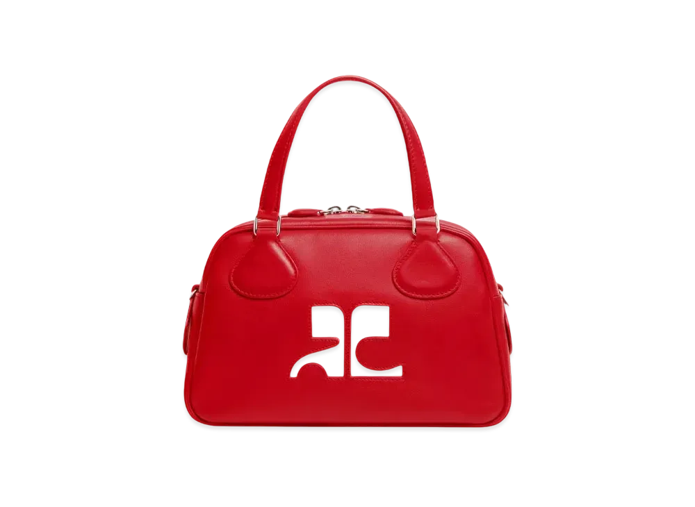 Courreges Reedition Leather Bowling Bag "Red"