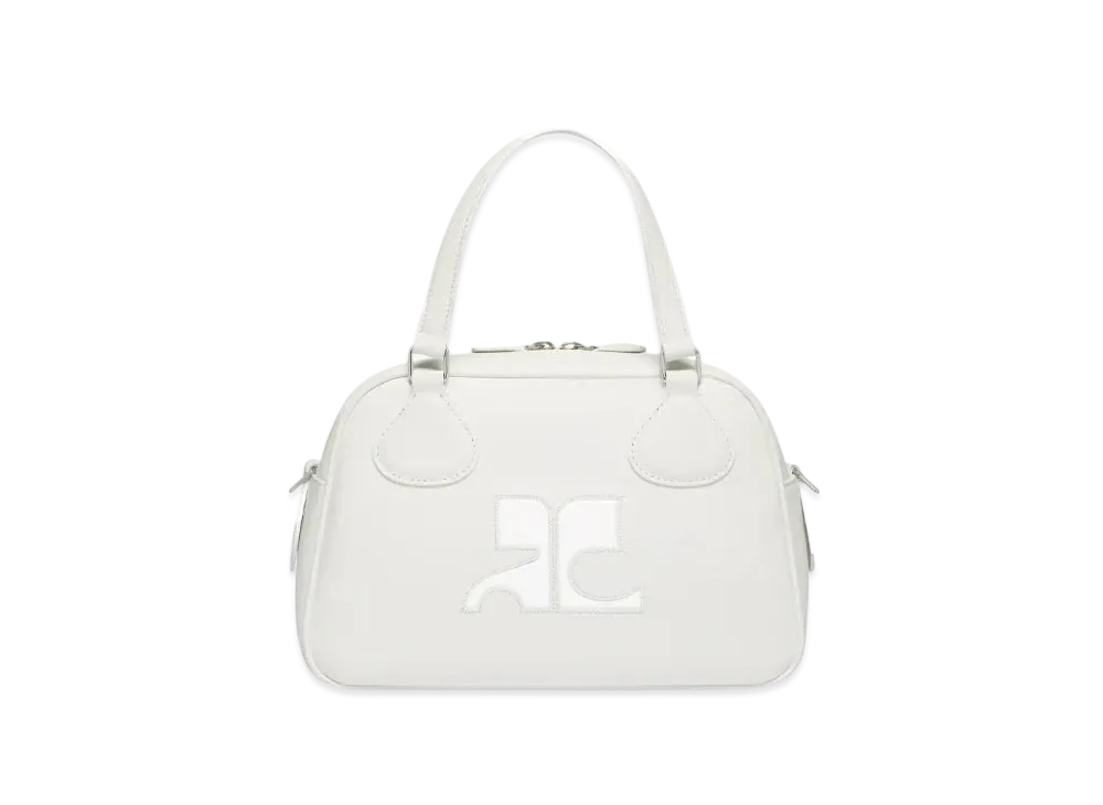 Courreges Reedition Leather Bowling Bag "Heritage White"