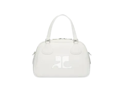 Courreges Reedition Leather Bowling Bag "Heritage White"