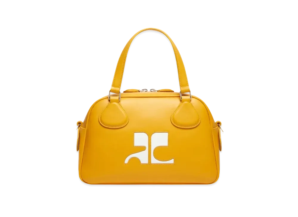 Courreges Reedition Leather Bowling Bag "Yellow"