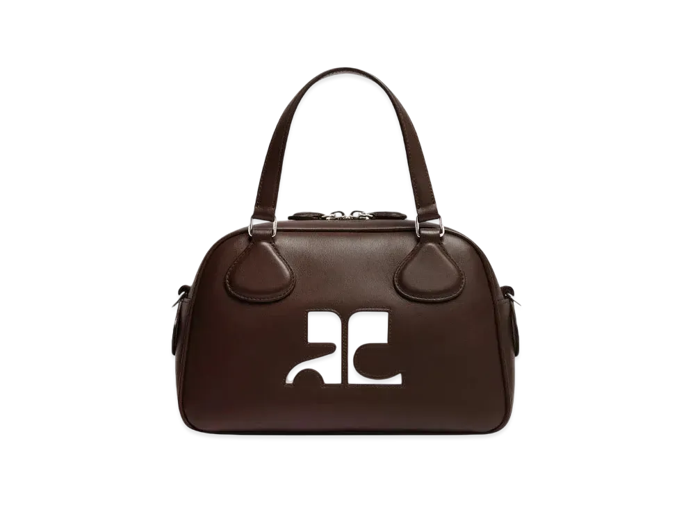 Courreges Reedition Leather Bowling Bag "Chocolate"