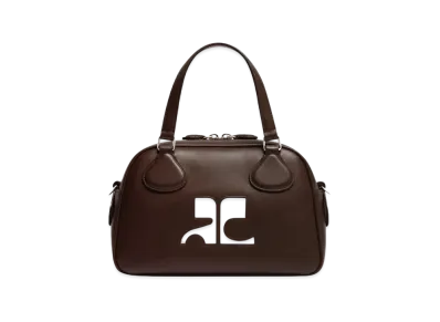 Courreges Reedition Leather Bowling Bag "Chocolate"