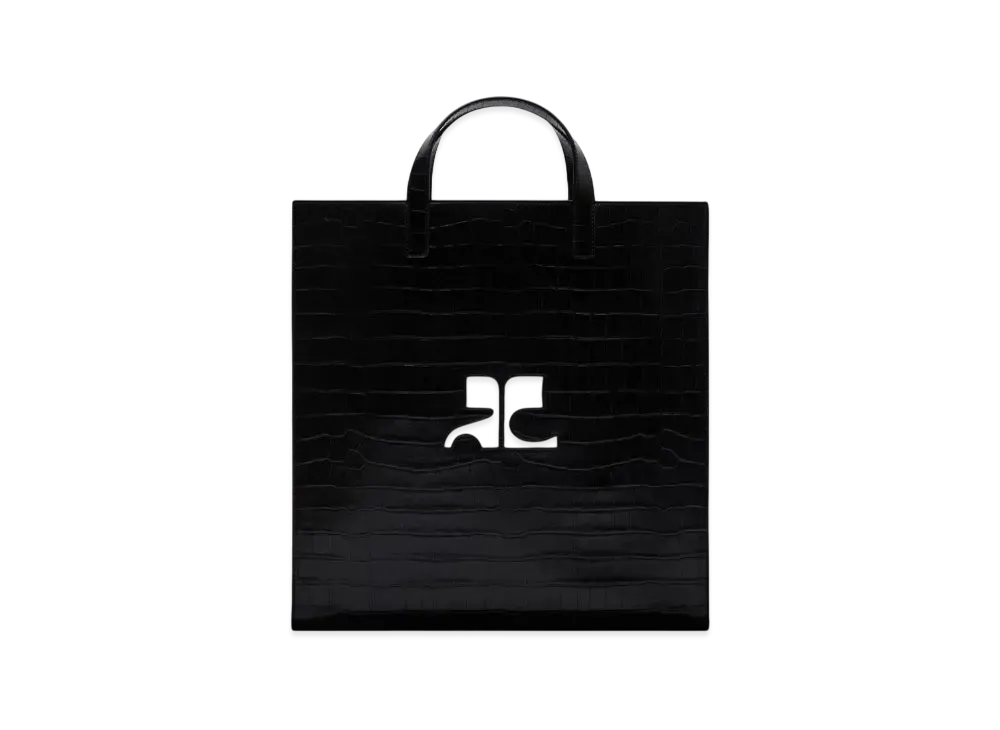 Courreges Heritage Croco Stamped Tote Bag "Black"