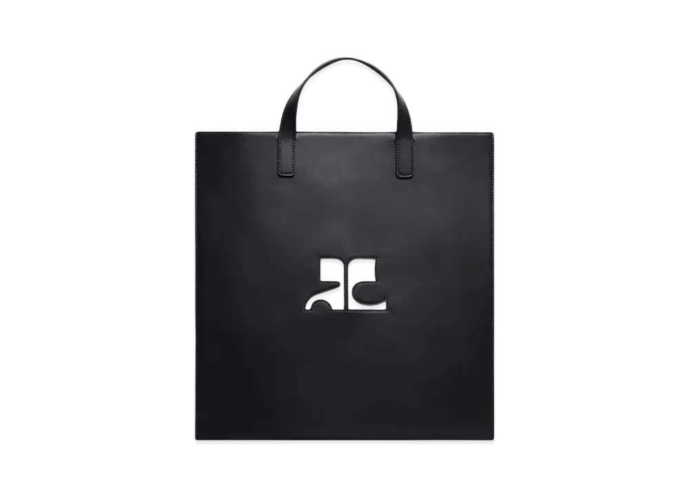 Courreges Reedition Leather Tote Bag "Black"