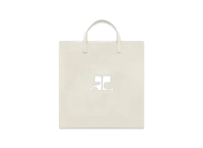 Courreges Reedition Naplack Leather Tote Bag "Mastic Grey"