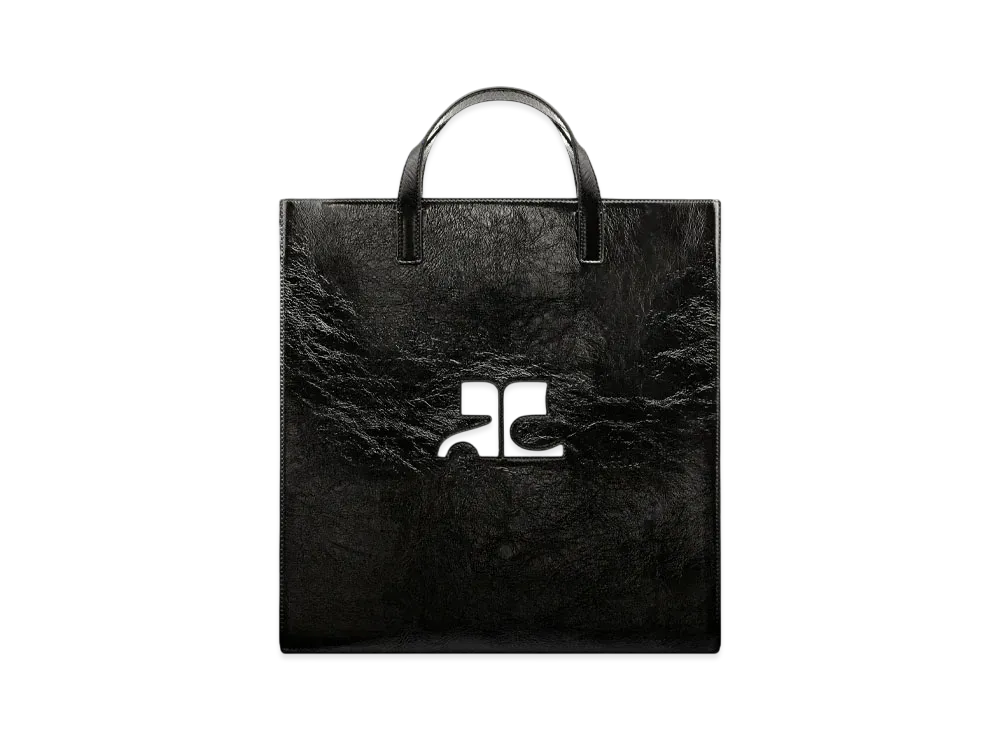 Courreges Reedition Naplack Leather Tote Bag "Black"