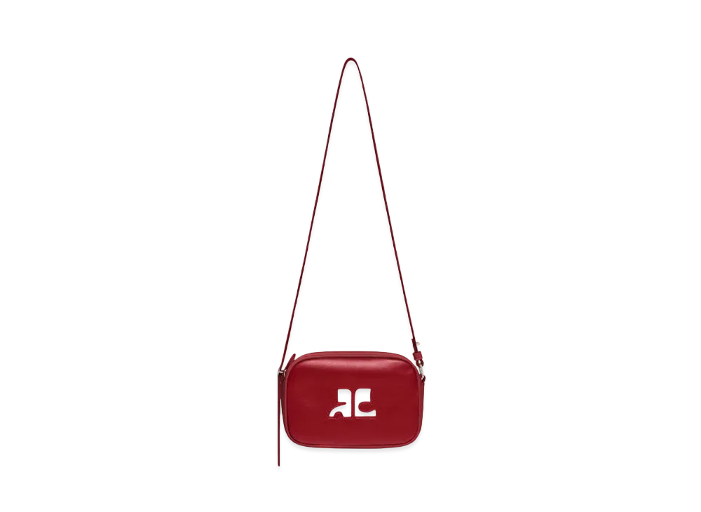 Courreges Reedition Leather Camera Bag "Dark Red"