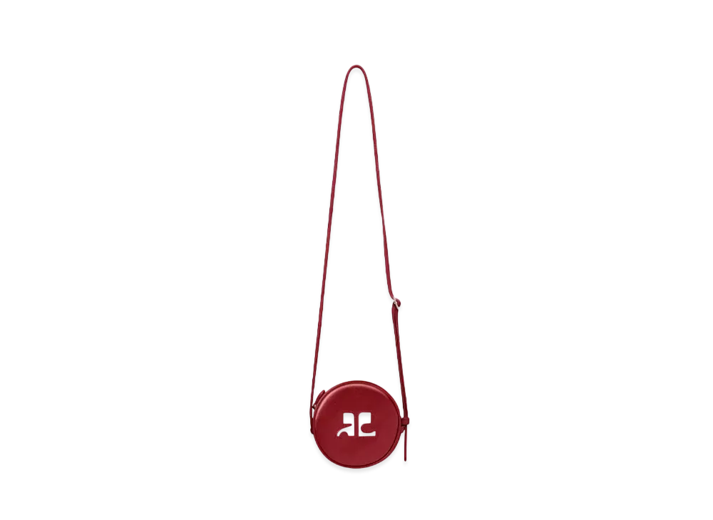 Courreges Reedition Leather Circle Bag "Dark Red"