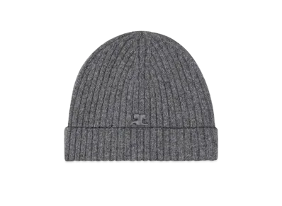 Courreges Ribbed Wool Hat "Heather Grey"