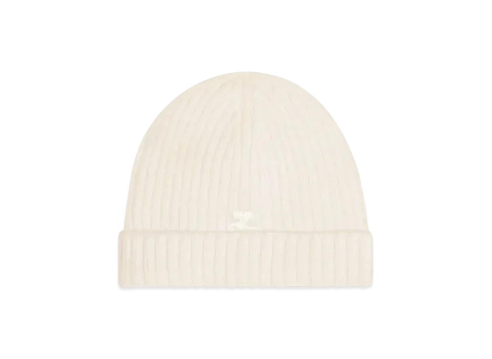 Courreges Ribbed Wool Hat "Heritage White"
