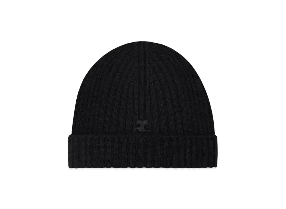 Courreges Ribbed Wool Hat "Black"