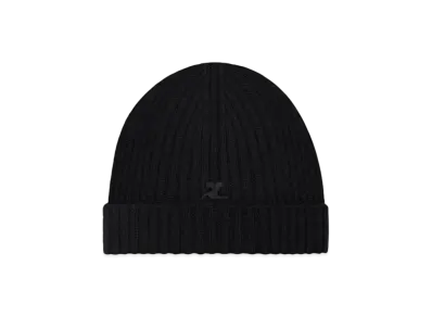 Courreges Ribbed Wool Hat "Black"