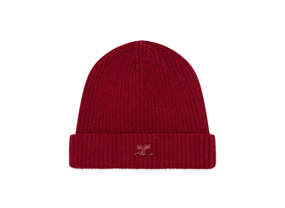 Courreges AC Rib Knit Hat "Grenat"