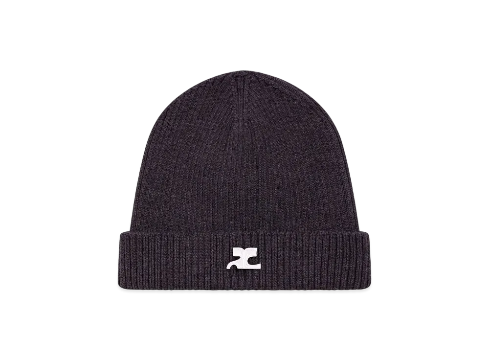 Courreges Ribbed Wool Hat "Heather Anthracite"