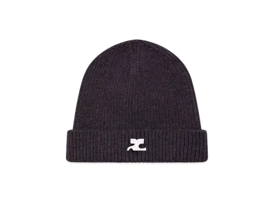 Courreges Ribbed Wool Hat "Heather Anthracite"