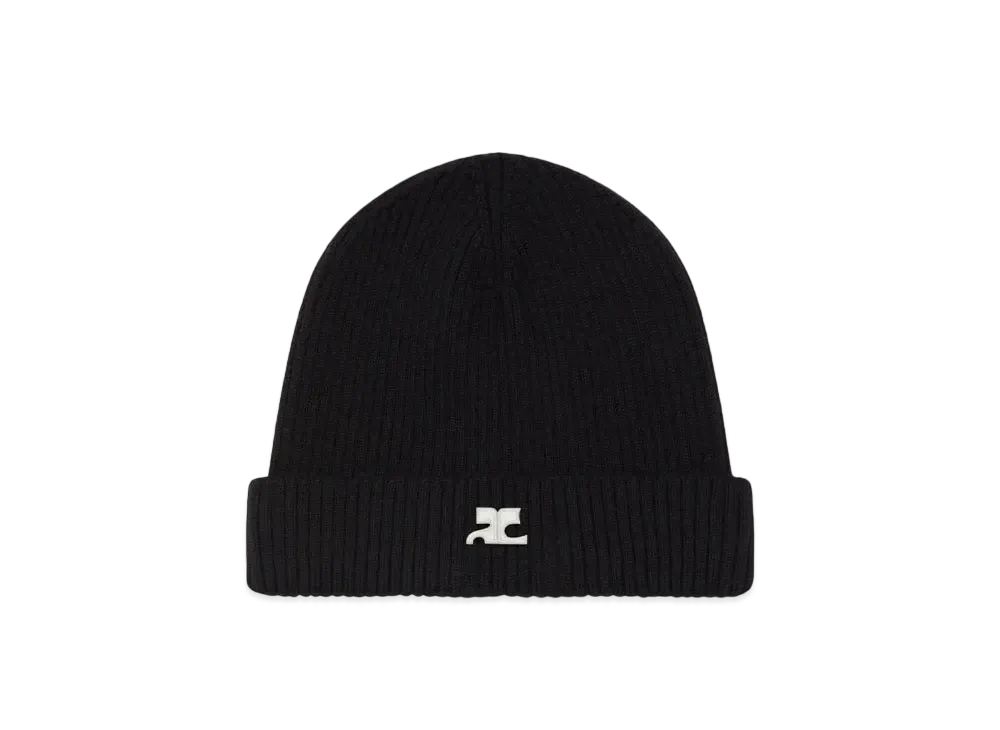 Courreges Ribbed Wool Hat "Black"