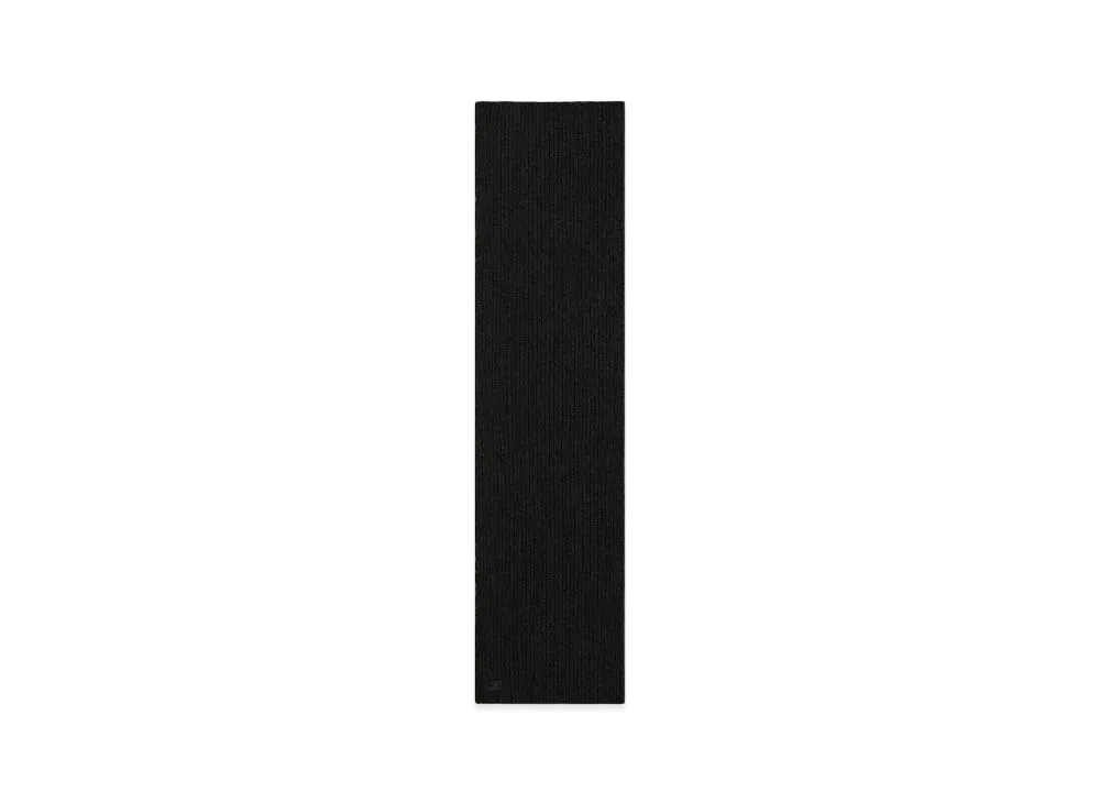 Courreges Ribbed Wool Scarf "Black"