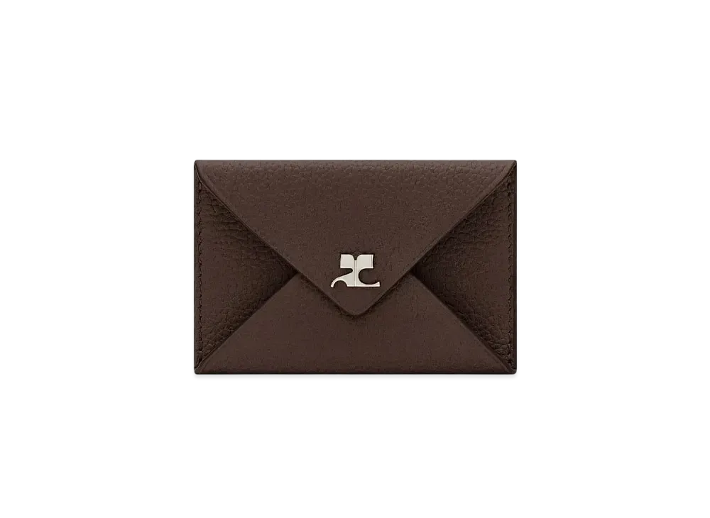Courreges Grained Leather Envelope Cardholder "Bark"