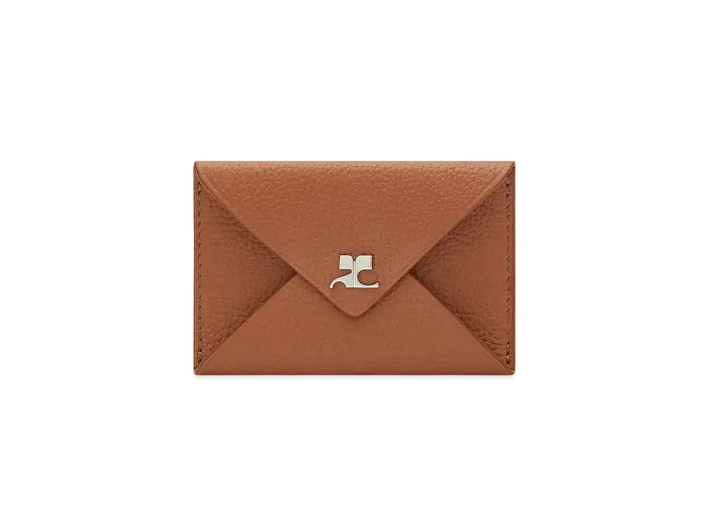 Courreges Grained Leather Envelope Cardholder "Toffee"