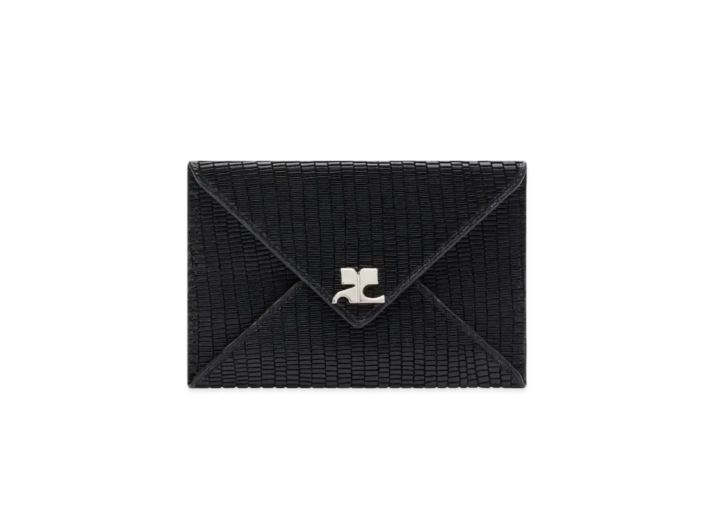 Courreges Envelope Tejus Stamped Cardholder "Black"