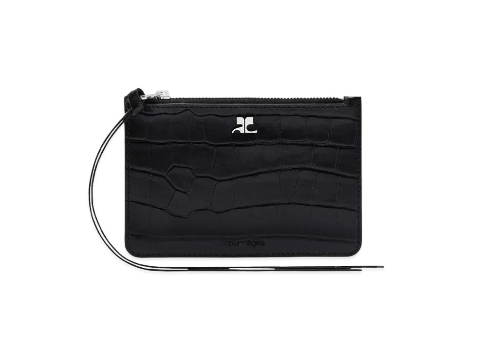 Courreges Ac Croco Stamped Purse "Black"