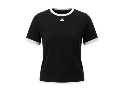 Courreges Women's Signature Contrast T-Shirt "Black/White"