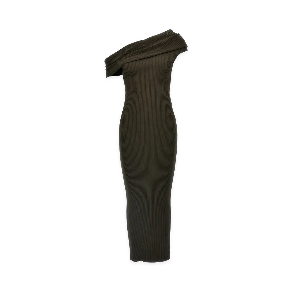 Courreges Women's Twist Rib Knit Long Dress "Brown"