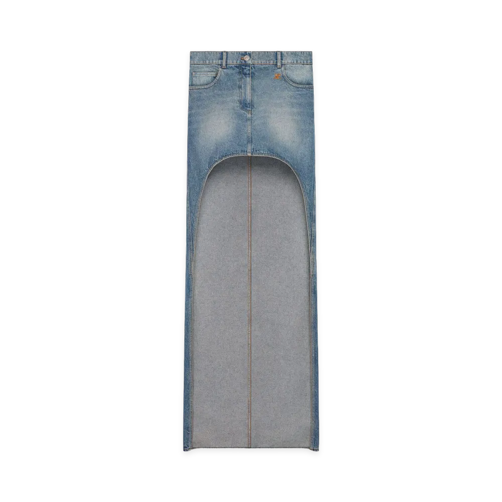 Courreges Women's Circle Edged Denim Skirt "Denim Blue"