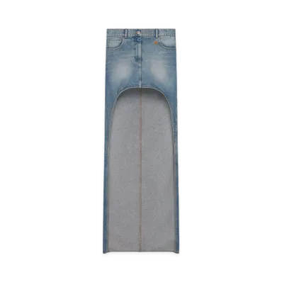 Courreges Women's Circle Edged Denim Skirt "Denim Blue"