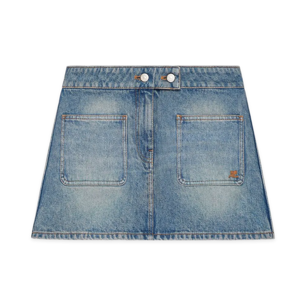 Courreges Women's Signature Denim Mini Skirt "Denim Blue"