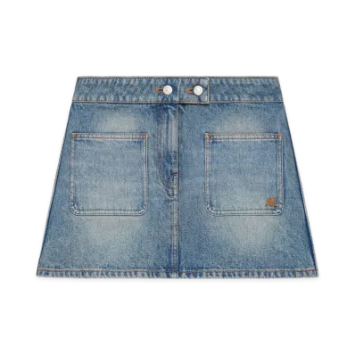Courreges Women's Signature Denim Mini Skirt "Denim Blue"