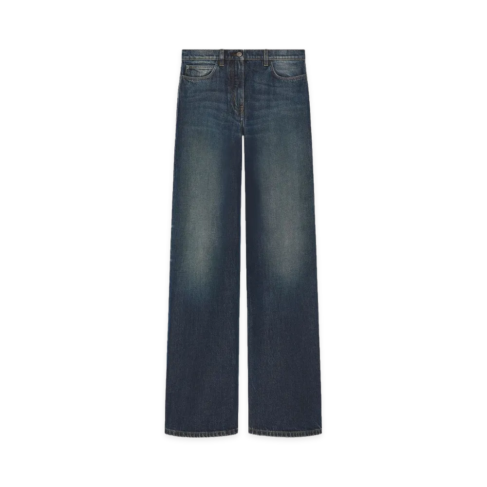 Courreges Women's Vintage Blue Denim Baggy Pants "Vintage Medium Blue"