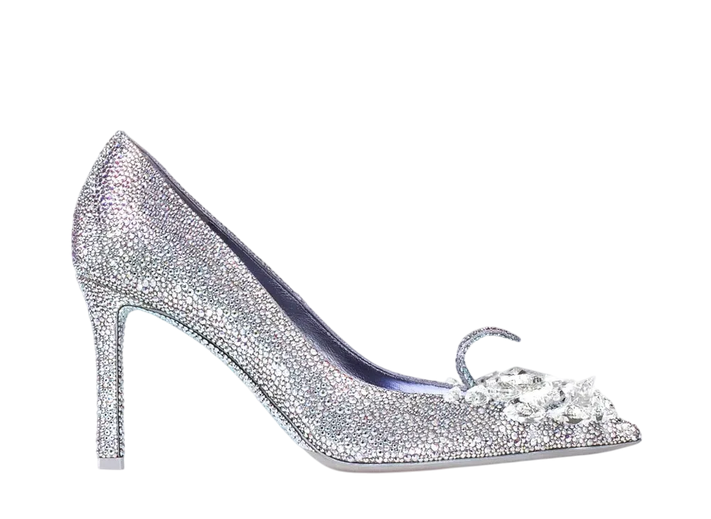 Jimmy Choo Women's Crystal Slipper 85 Iridescent Crystal Pointed-Toe Pumps with Hearts "Iridescent Mix"
