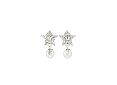 Jimmy Choo Crystal Star Earring Resin Pearl X With Swarovski Crystals Finish Metal Star "Silver/White/Crystal"